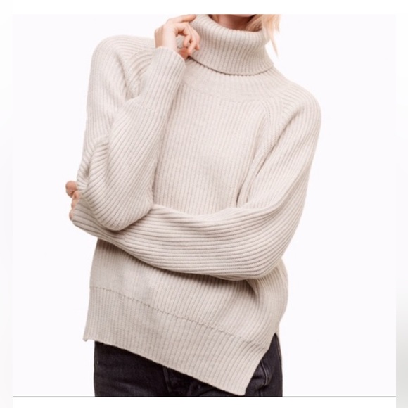 Chunky Ribbed Wilfred Free Cream Turtleneck - Picture 5 of 6
